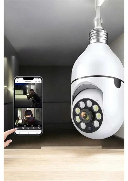 Wifi Kamera Duylu Ampul Görünümlü 360 Derece Dönebilen Ev Kamerası fırsatları