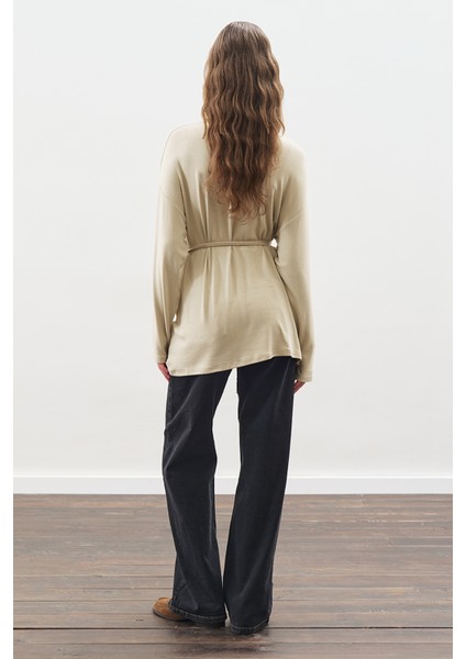 Beli Bağlama Tasarımlı Bluz Taş