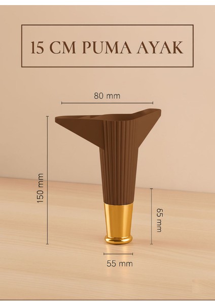Puma 15 cm Ceviz-Krom 6'lı Set Mobilya Kanepe Tv Ünitesi Dolap Konsol ve Destek Ayağı modelleri