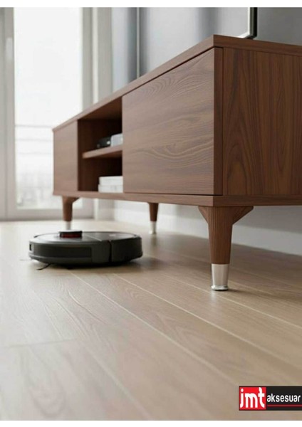 Puma 15 cm Ceviz-Krom 6'lı Set Mobilya Kanepe Tv Ünitesi Dolap Konsol ve Destek Ayağı