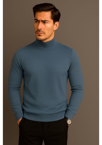 Erkek Yarım Balıkçı Yaka Triko Kazak