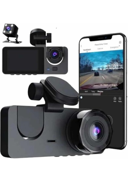 3 Kameralı 2 Inç 1080P Araç Içi Kamera Sürüş Kamerası Carplay modelleri