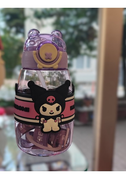 Kuromi Figürlü Çocuk Suluk Matara 500ML Askılı Plastik AD71037