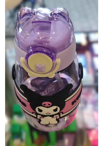 Kuromi Figürlü Çocuk Suluk Matara 500ML Askılı Plastik AD71037 modelleri