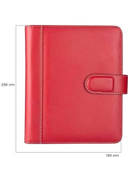 2025 Ajanda Deri Mıknatıs Kapaklı 4 Halka Mekanizmalı Organizer, Kırmızı, 20X23X4 Cm. fiyatları