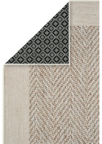 Pratico Bej Kaydırmaz Taban Halı Dijital Baskı Yumuşak Sisal Hasır Görünüm Yıkanabilir Mutfak Halısı