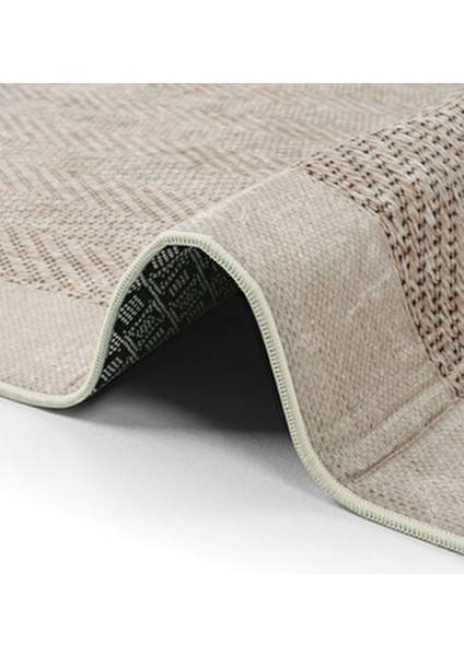 Pratico Bej Kaydırmaz Taban Halı Dijital Baskı Yumuşak Sisal Hasır Görünüm Yıkanabilir Mutfak Halısı