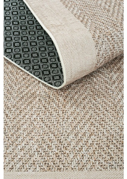 Pratico Bej Kaydırmaz Taban Halı Dijital Baskı Yumuşak Sisal Hasır Görünüm Yıkanabilir Mutfak Halısı