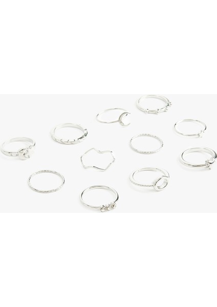 Taş Detaylı Yıldızlı 11'li Yüzük Seti modelleri