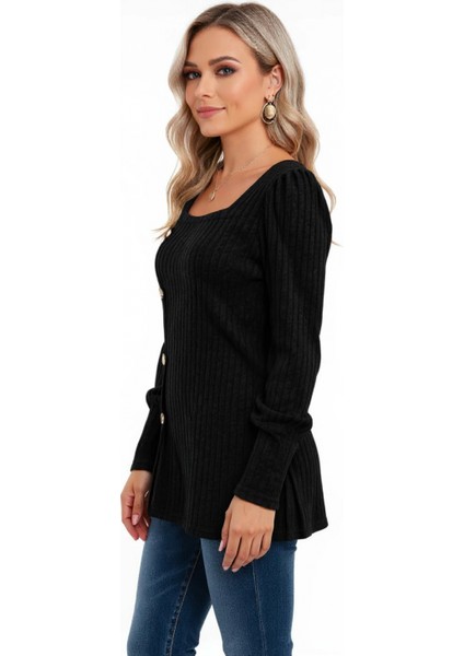 - Kadın Uzun Kollu Düğmeli Mevsimlik Bluz – Yumuşak Dokulu, Esnek ve Sıcak Tutan Kumaş modelleri