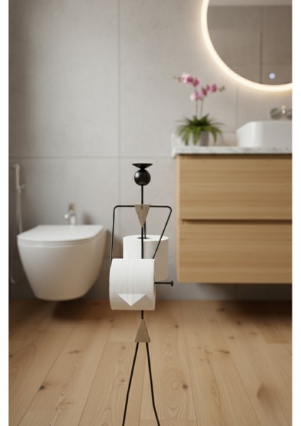 Dekoratif Tuvalet Kağıdı Askısı Insan Figürlü Minimalist Tuvalet Kağıtlığı Yedekli Banyo Toparlayıcı