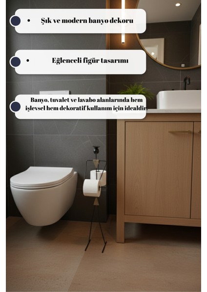 Dekoratif Tuvalet Kağıdı Askısı Insan Figürlü Minimalist Tuvalet Kağıtlığı Yedekli Banyo Toparlayıcı fiyatları