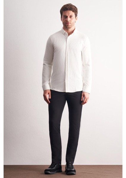 Beyaz Smart Düğmeli Yaka Uzun Kol Cepsiz Slim Fit Casual Gömlek 1004255169 fiyatları
