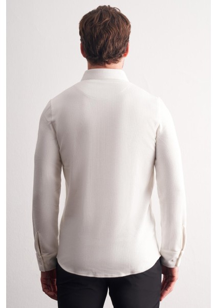 Beyaz Smart Düğmeli Yaka Uzun Kol Cepsiz Slim Fit Casual Gömlek 1004255169 indirimleri