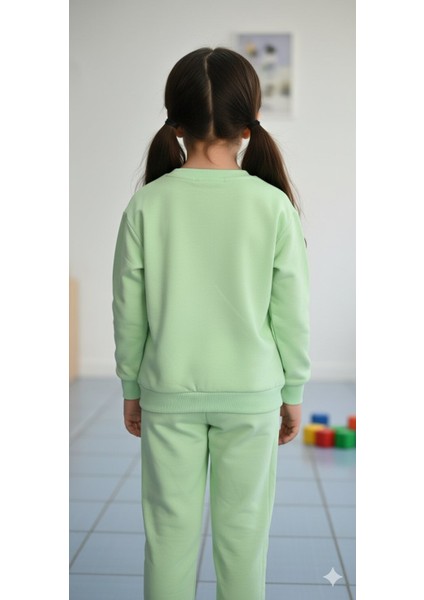 Baskılı Kız Çocuk Eşofman Takımı / %100 Pamuk Günlük Spor Sweatshirt ve Alt I Kız Çocuk Takım fiyatları