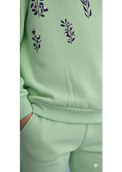 Baskılı Kız Çocuk Eşofman Takımı / %100 Pamuk Günlük Spor Sweatshirt ve Alt I Kız Çocuk Takım modelleri