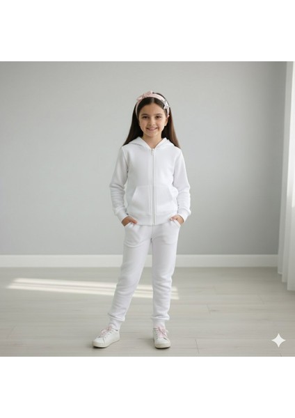 3 Iplik Şardonlu Kapüşonlu Eşofman Takımı 2'li I Çocuk Takım Cepli Kapüşonlu I Fermuarlı Takım fırsatları