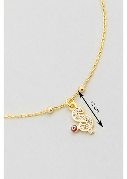 Ş Harfi 18 Ayar Sarı Altın Kaplama 19 cm Gümüş Nazar Bileklik modelleri