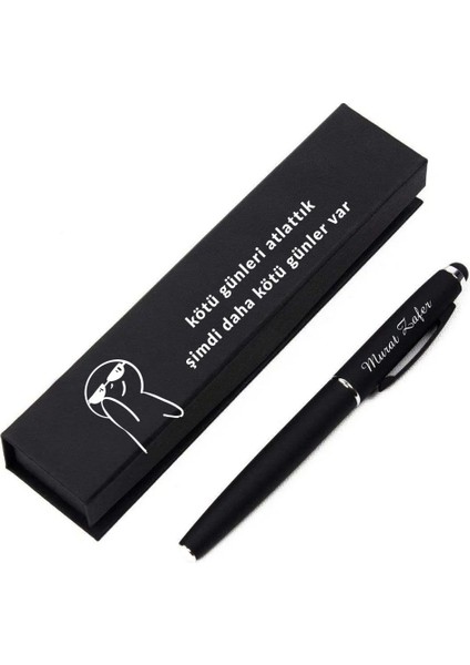 Kişiye Özel Mizahi Sözlü Kutulu Kalem – “kötü Günleri Atlattık” Yazılı Hediyelik Kalem