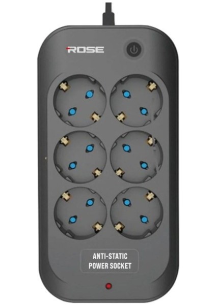 2m Kablolu Rose Model 6 Prizli Akım Korumalı Priz 16A 6002