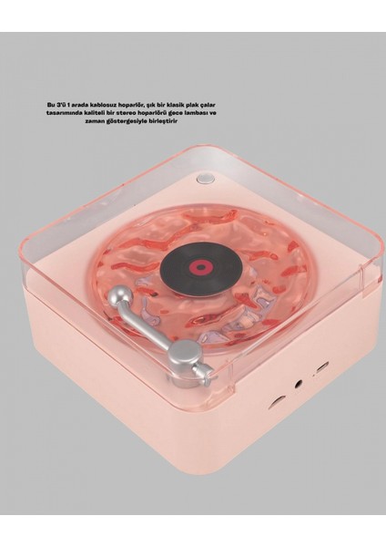 Retro Bluetooth Hoparlör – Yumuşak Gece Lambası ve Saat Göstergeli modelleri