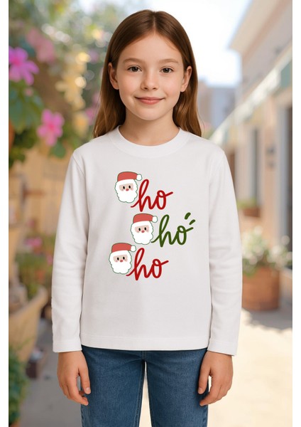 Yeni Yıl Noel Baba Hohoho Uzun Kollu Baskılı Unisex Tişört (4-13 Yaş) fiyatları