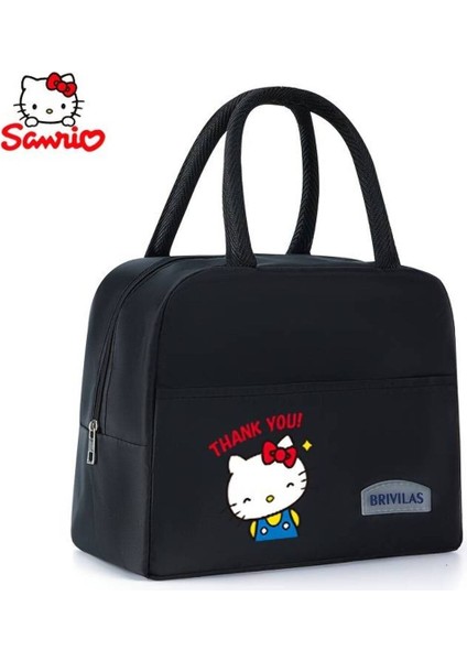 Beslenme Çantası Hello Kitty Figürlü Izoleli Sıcak Soğuk Koruma Siyah AD50089