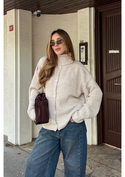 Taş Apoletli Düğmeli Kazak - 04632