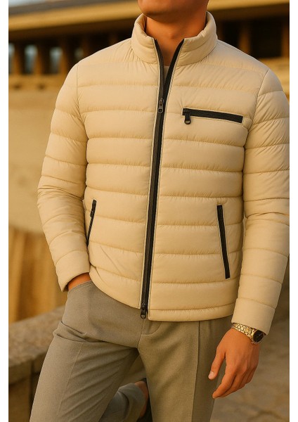 Erkek Kışlık Comfort Trend Günlük Krem Şişme Mont fırsatları