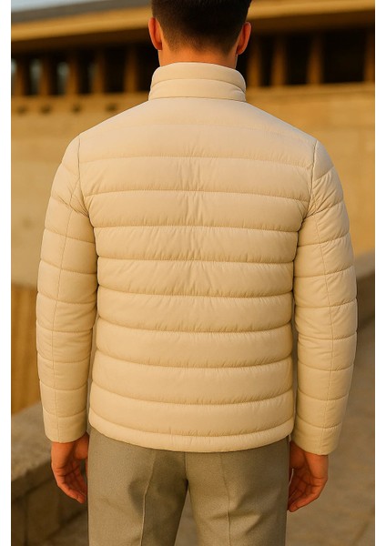 Erkek Kışlık Comfort Trend Günlük Krem Şişme Mont