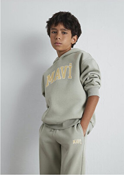 Logo Baskılı Kapüşonlu Yeşil Sweatshirt 6610110-70155 fiyatları