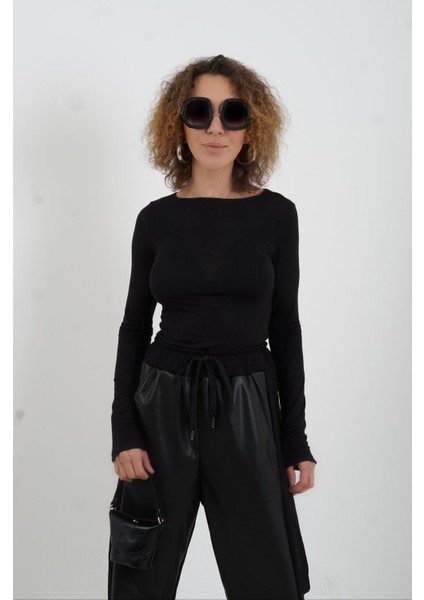 Önü Deri Bağcıklı Pantolon fırsatları