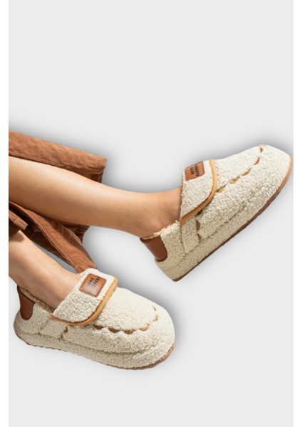 Pofuduk Ses Yapmaz Eva Taban Kadın Panduf Krem fırsatları