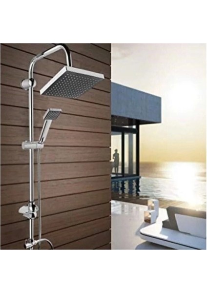 Lisinya Robot Tepe Duş Sistemi Yağmurlama Duş Seti Krom Siyah Kare ( Lisinya )