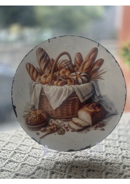 Ekmek Desenli Duvar Tabağı, Askılığı ile Beraber 24 cm