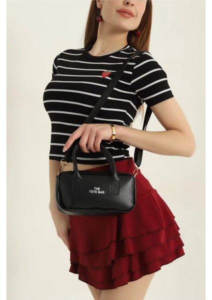 Yazı Detaylı Kadın El ve Omuz Çantası