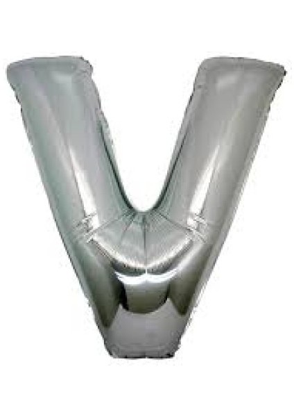 V Harf Folyo Balon Gümüş Renk 40 Inç