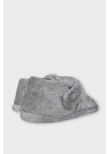 Çocuk Cırtlı Kaydırmaz Taban Anaokulu Kreş Ev Ayakkabısı Panduf Gri indirimleri