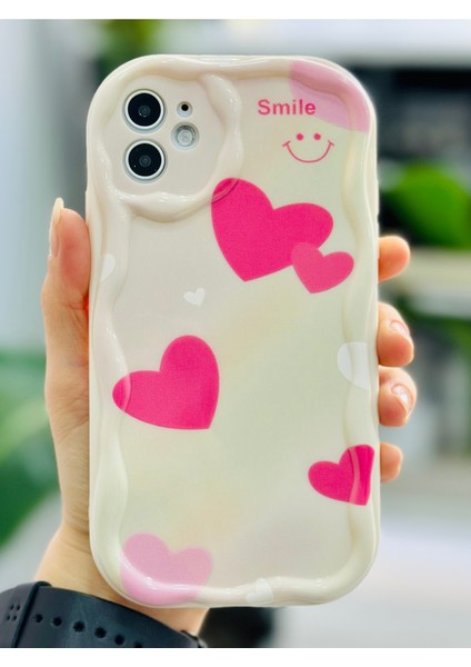 Iphone 11 Uyumlu Dalgalı Smile Kalp Tasarımlı Baskılı Esnek Silikon Kılıf fiyatları
