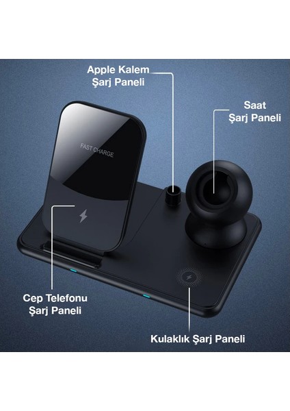 Ally W58 15W Qi Hızlı Şarj 4 In 1 Iphone+ Airpods Pro Kablosuz Şarj STANDI-(577 - ?87?59E3-5G8 indirimleri