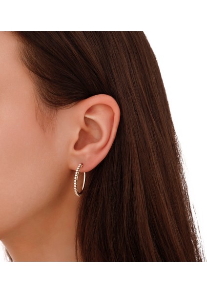 Taşlı Altın Halka Küpe - 14K modelleri