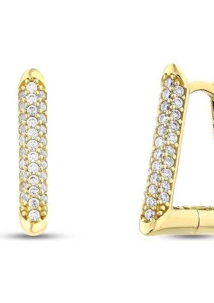 Taşlı Altın Tasarım Küpe - 14K fiyatları