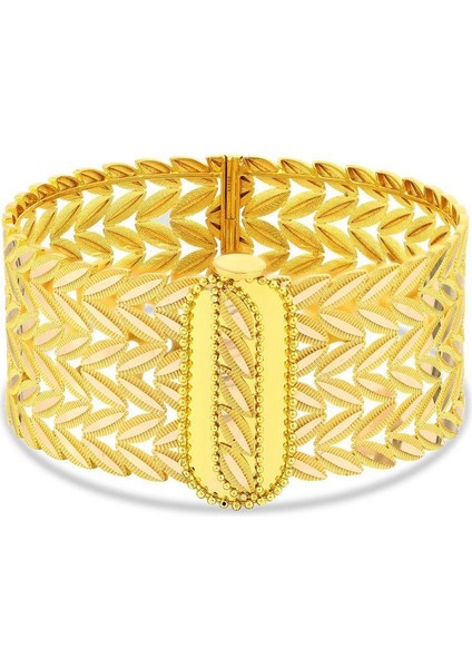 Altın Tasarım Kelepçe Bilezik - 14K