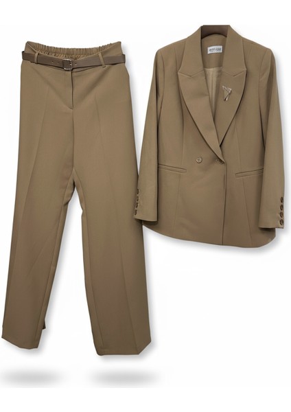 Kadın Şık Siyah Blazer Ceketli Pantolon Takım Zarif Günlük Model