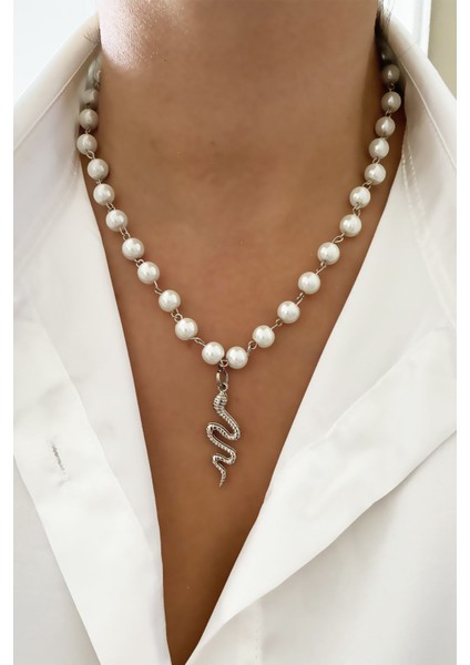 Yılan Uçlu Cam Inci Kolye