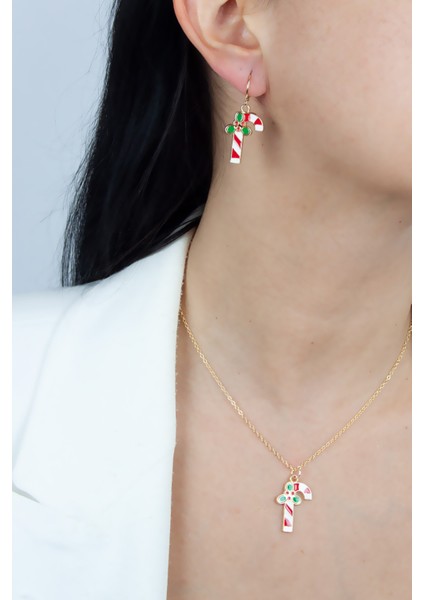 Yılbaşı Temalı Kolye Küpe Set