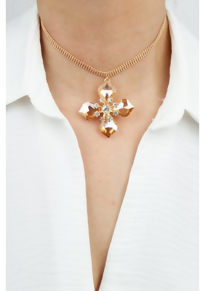 Yonca Kristal Uçlu Choker Kolye fiyatları