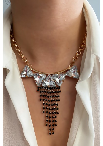 Kristal Taşlı Halka Zincir Kolye fiyatları