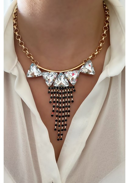 Kristal Taşlı Halka Zincir Kolye modelleri