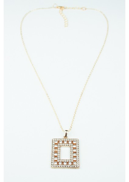 Zirkon Taşlı Kare Uçlu Ince Zincir Gold Kolye modelleri